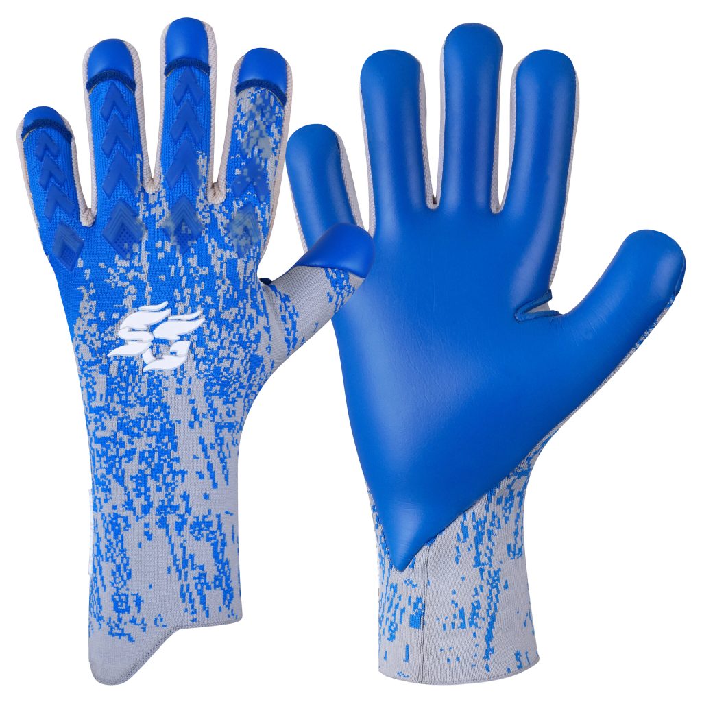 How to Choose the Best Budget Goalkeeper Gloves for Your Academy or Team? rhombus blue soccer goalkeeper gloves with high-grip latex palm, breathable neoprene body