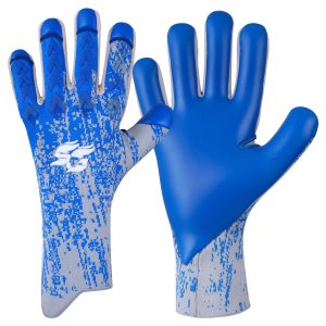rhombus blue soccer goalkeeper gloves with high-grip latex palm, breathable neoprene body