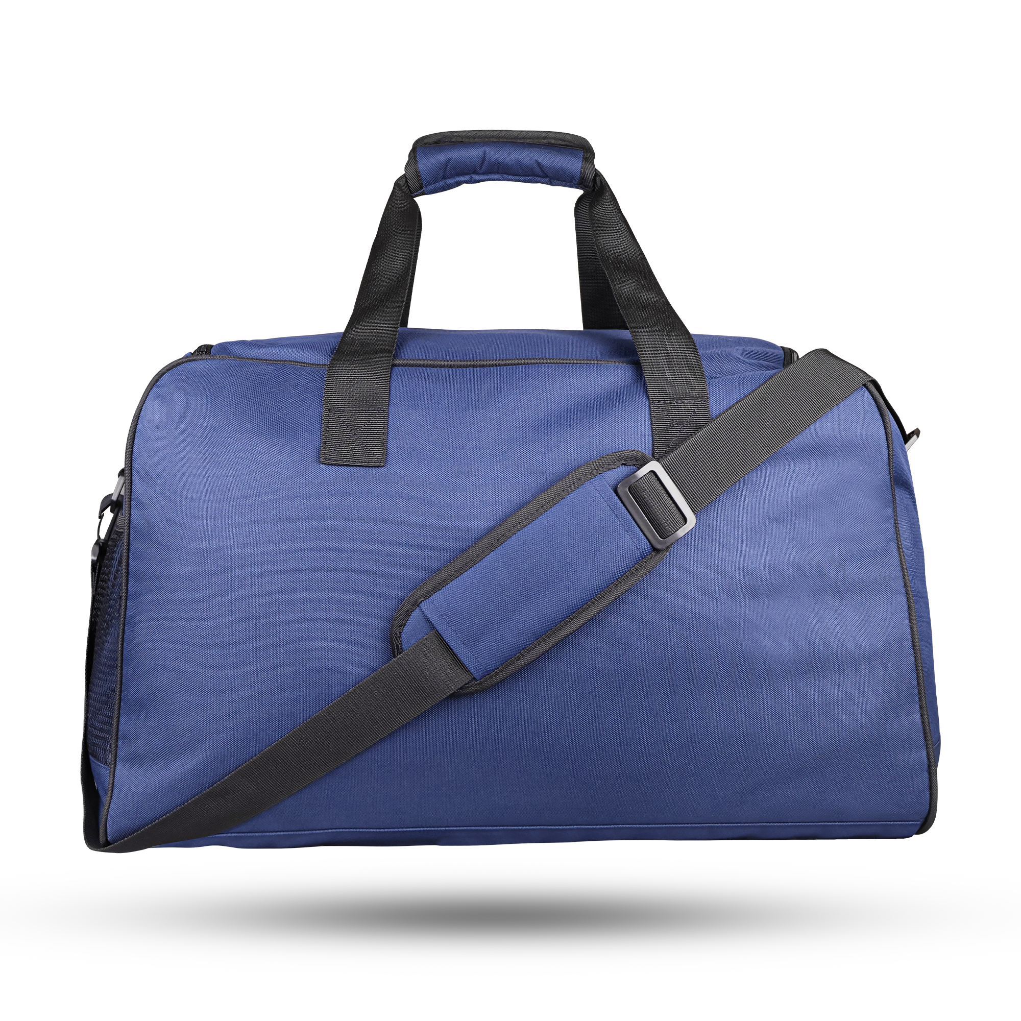 SpoGen Polyester Branded Duffle Bag | Bulk Order back view of spogen polyester branded duffle bag with durable fabric, multiple pockets, adjustable strap