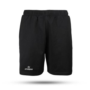 OEM & ODM Sports Apparels Manufacturer 2026 | Spogen Bulk Supplier Worldw front view of spogen black shorts, premium sports shorts for men and women, ideal for gym, casual wear