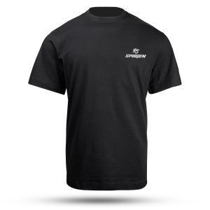 OEM & ODM Sports Apparels Manufacturer 2026 | Spogen Bulk Supplier Worldw front view of spogen classic black t-shirt, premium cotton sport t shirt for men and women