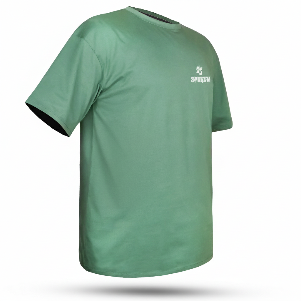 SpoGen Custom C-Green T Shirt | Bulk Order Side view of SpoGen custom c-green t shirt, premium cotton sport t shirt for men and women