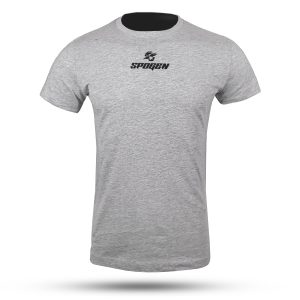 OEM & ODM Sports Apparels Manufacturer 2026 | Spogen Bulk Supplier Worldw front view of spoGen custom grey t-shirt, premium cotton sport t shirt for men and women