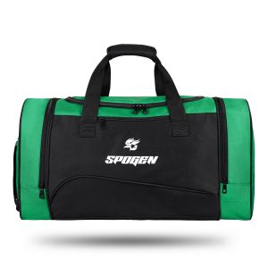 Top Custom Sports Bags Manufacturer 2025 | Spogen Front view of SpoGen sports duffle team bag, handmade, high-quality sports bag for basketball, football, gym