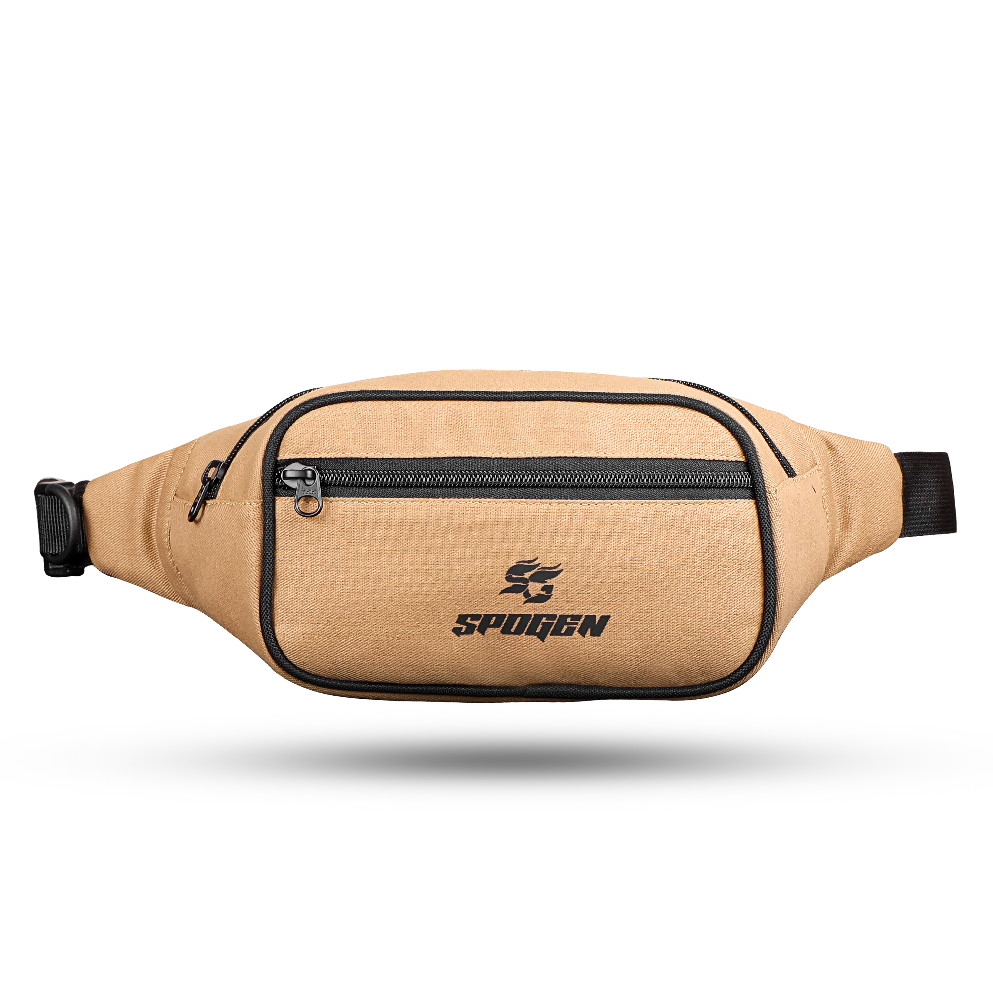 SpoGen Tan Canvas Waist Bag | Bulk Order spogen tan canvas waist bag, stylish and durable running waist bag for hiking, travel, and daily use with adjustable strap