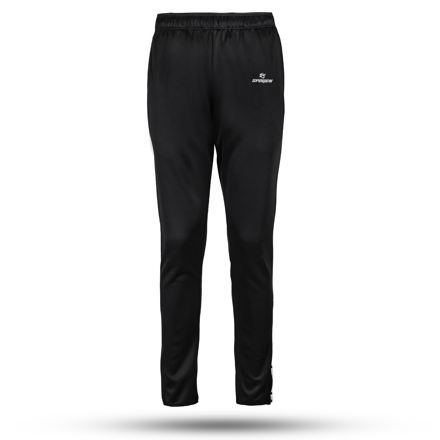 Black and White SpoGen Tracksuit | Bulk Order sleek black tracksuit trousers for men and women, premium sportswear pants with comfortable fit for casual wear and training