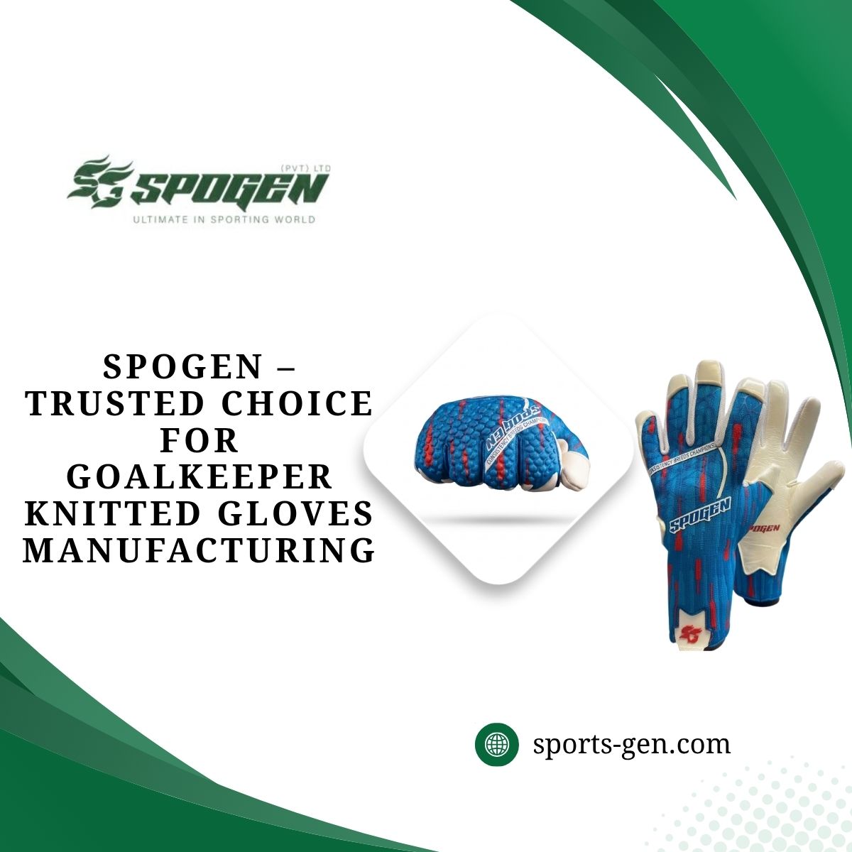 this image shows that spogen offers b2b goalkeeper knitted gloves manufacturing
