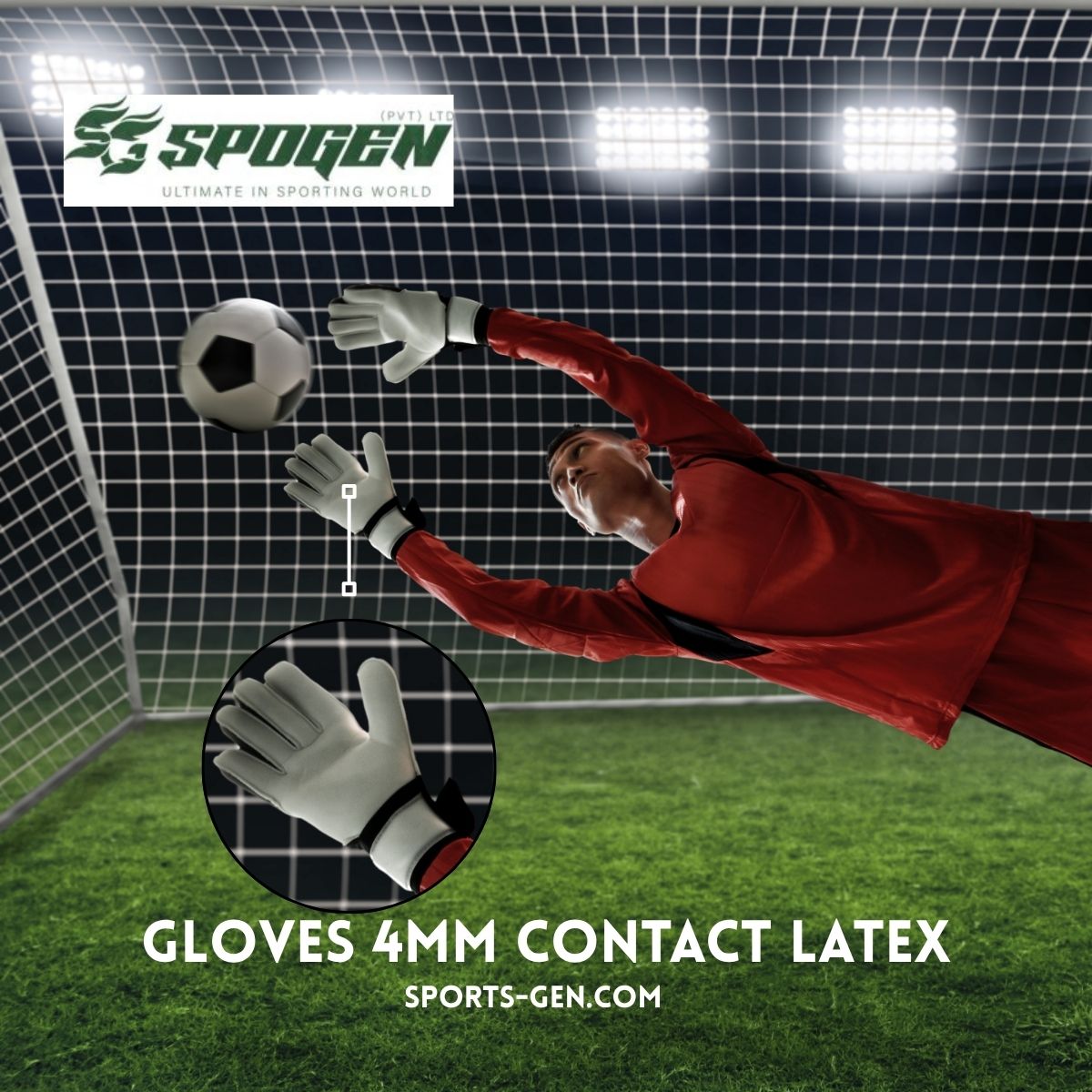this image shows that spogen offers oem goalkeeper gloves 4mm contact latex