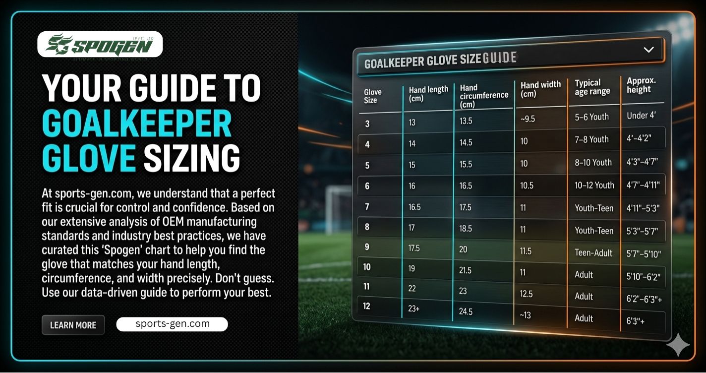 Goalkeeper Gloves Size Guide Based on Industry Standards and OEM Manufacturing Insights goalkeeper gloves size guide by spogen for youth and professional players