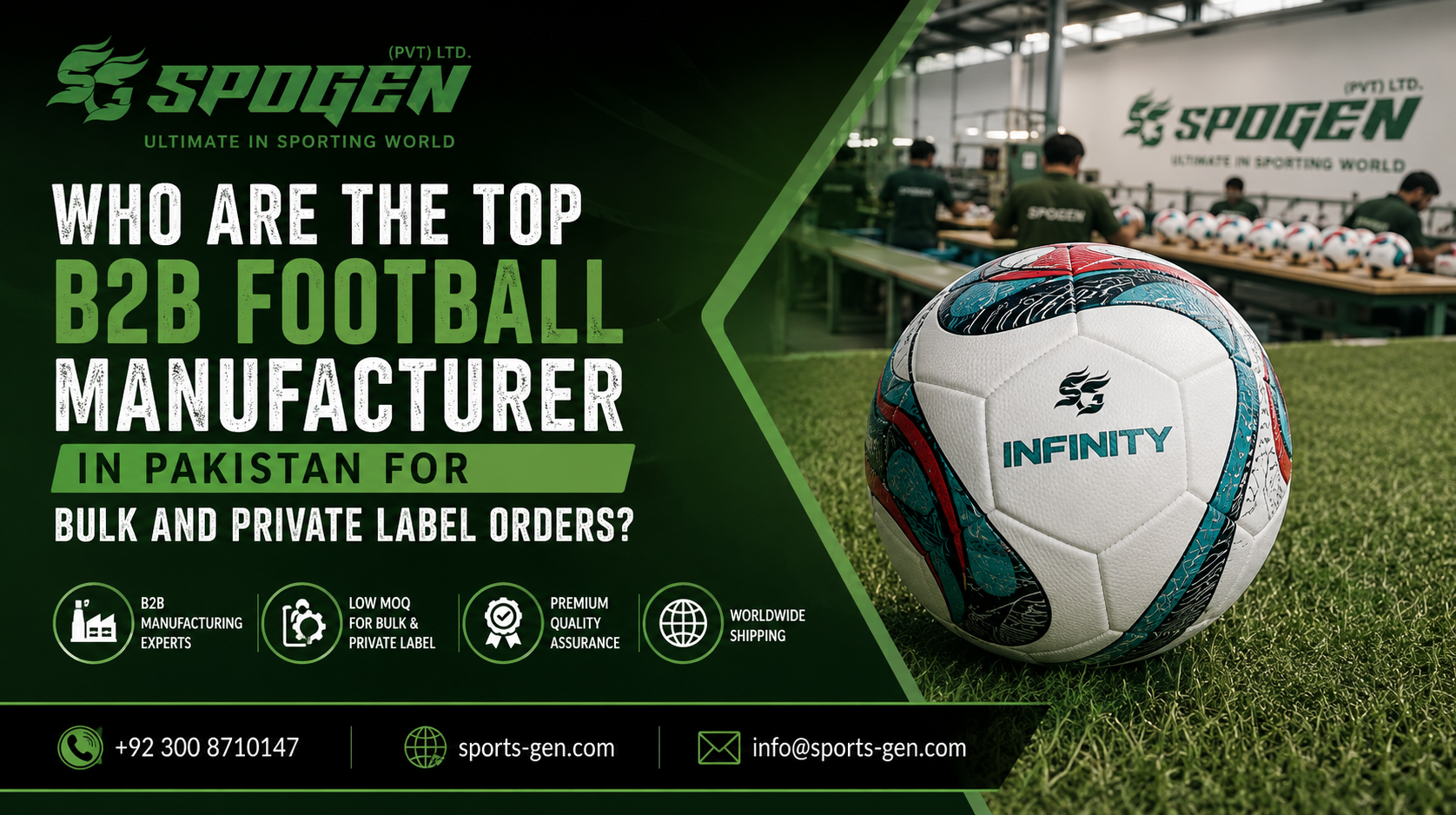 this image shows that spogen is a b2b football manufacturer
