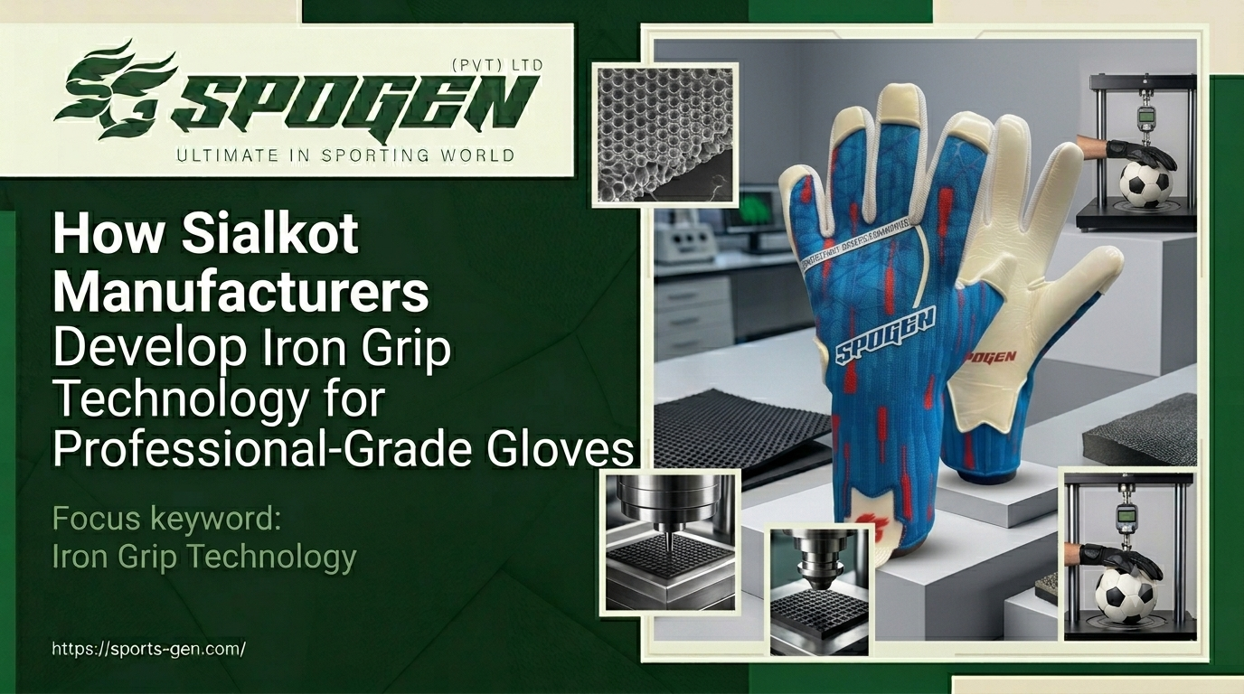 this image shows that spogen makes gloves by using iron grip technology