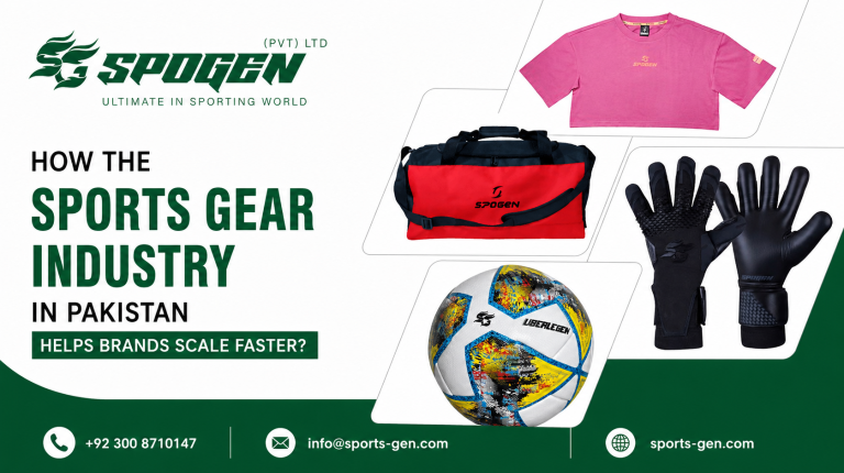 this image shows that spogen is a sports gear industry in pakistan