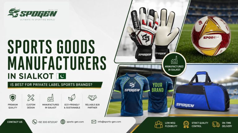 Which Sports Goods Manufacturers in Sialkot Is Best for Private Label Sports Brands? this image shows that spogen is one of the best sports goods manufacturers in sialkot