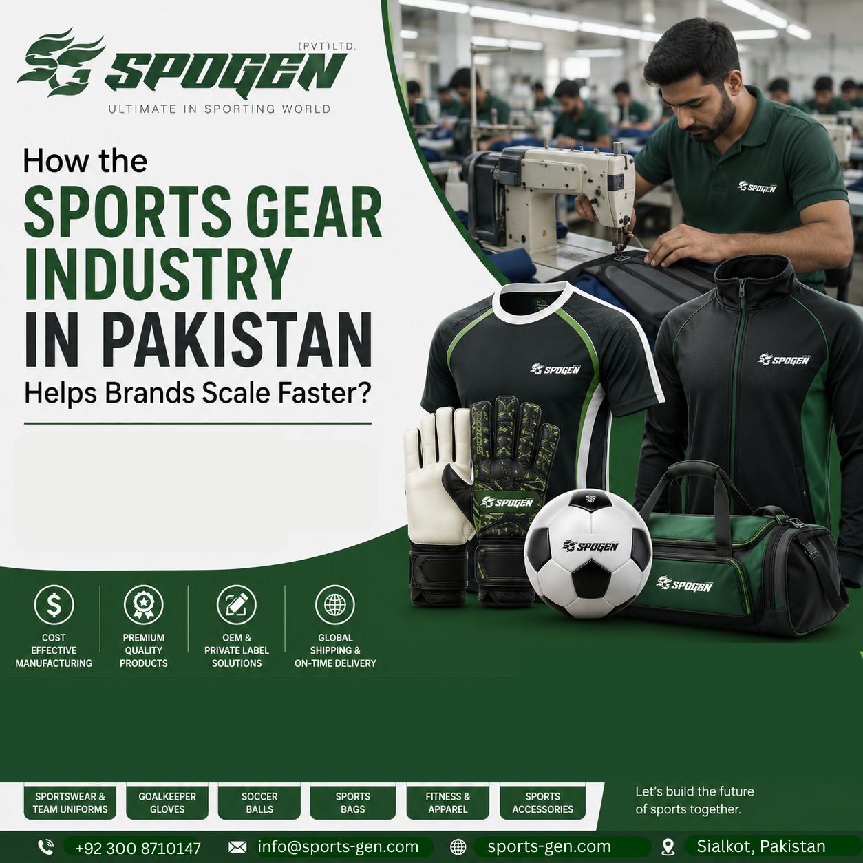 this image shows that spogen is a sports gear industry in pakistan