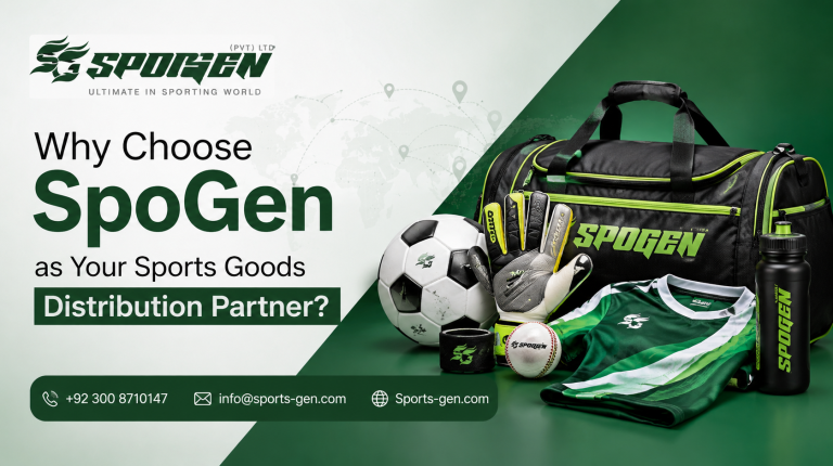 this image shows that spogen is a b2b sports goods distribution partner for global buyers