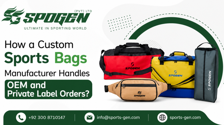 this image shows that spogen is a b2b custom sports bags manufacturer in sialkot pakistan