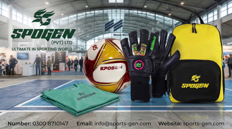 reliable sports goods manufacturer at ispo 2026 with soccer balls, goalkeeper gloves and sports apparel
