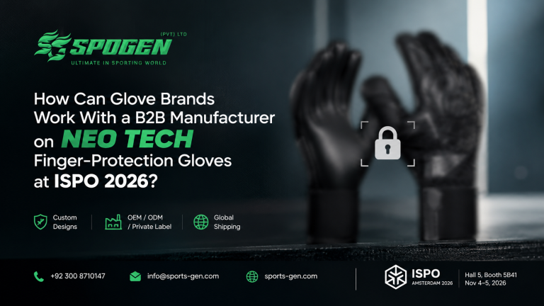 spogen's neo tech finger-protection goalkeeper gloves teaser for B2B brands at ispo 2026.
